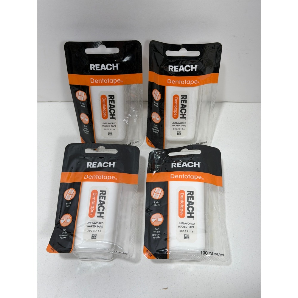 Reach Dentotape Unflavored Waxed Tape Extra Thick for Wide Spaced Teeth 4 Pack